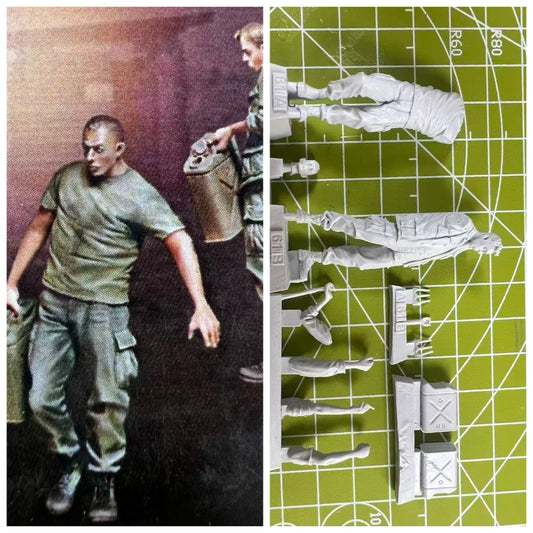 Precision 1/35 Casting Resin Model US Army Tank Refueling Officer 2-Person Scene Model Toy Unpainted
