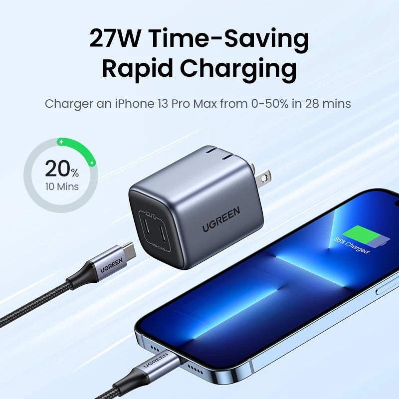 US Plug GaN 45W 20W USB Charger PD QC 3.0 Fast Quick Charger Iphone Samsung