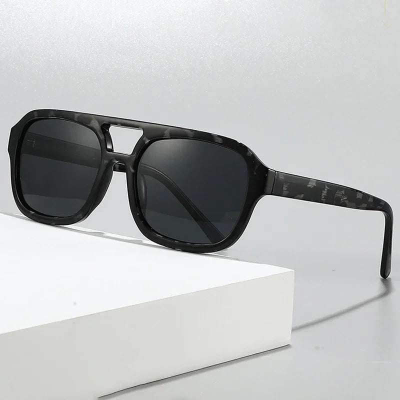 JNPCXI New Retro Square Double Bridges Men Sunglasses Fashion Quality Shades UV400 Women Gradient Blue Sun Glasses