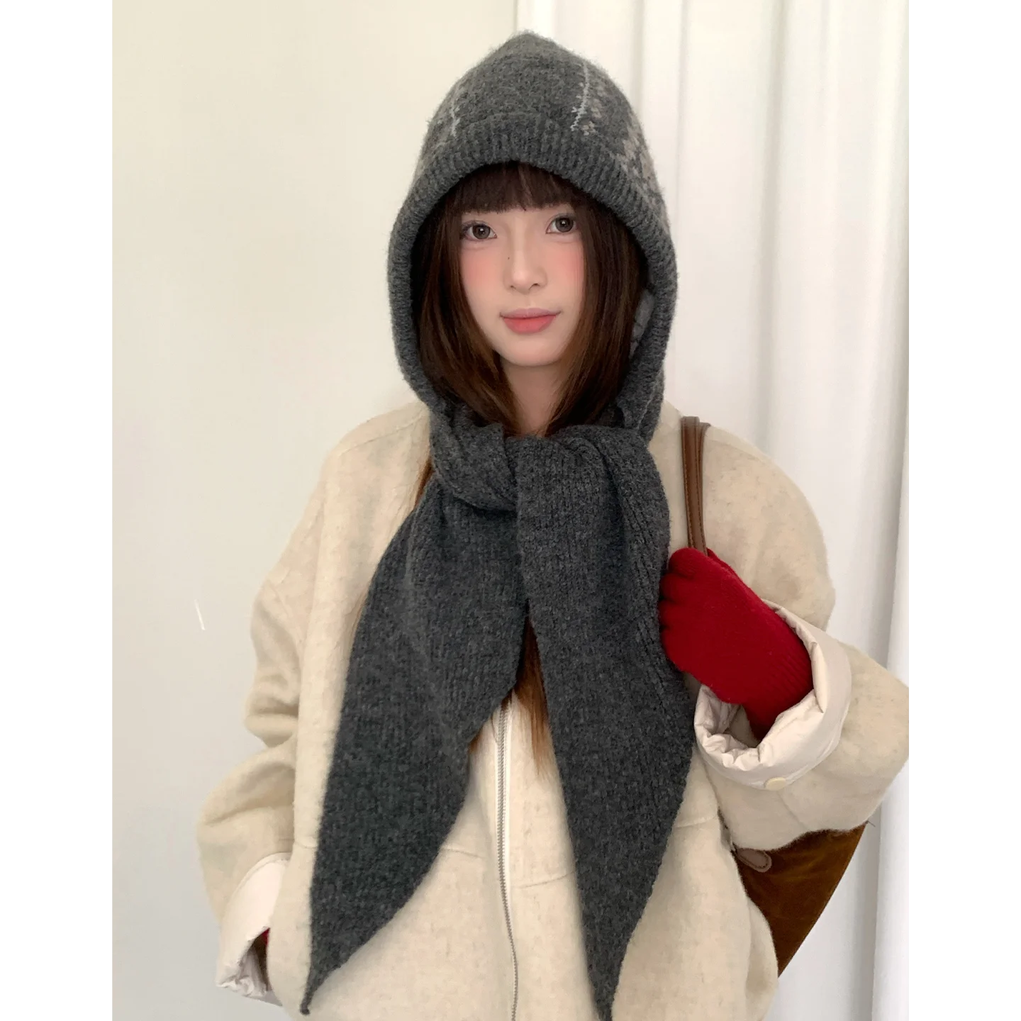 Retro Fair Lsle Knit Beanie With Scarf For Women Winter