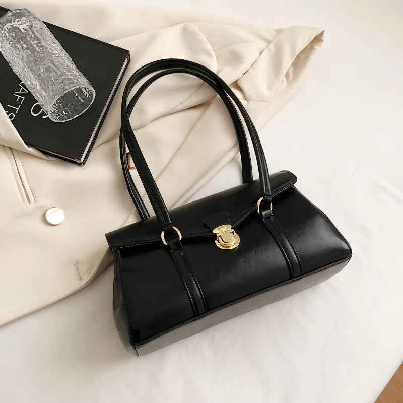 England Style Retro Shoulder Bags High-Grade Sense Underarm Tote Bag Vintage Red Ladies Commuter Bag PU Leather Handbag Purse