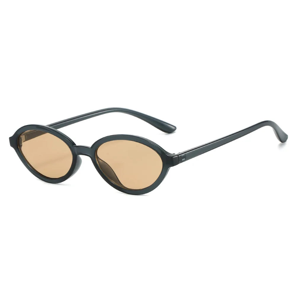 JNPCXI New Fashion Oval Sunglasses Women Retro Punk Gradient Amber Tea Shades UV400