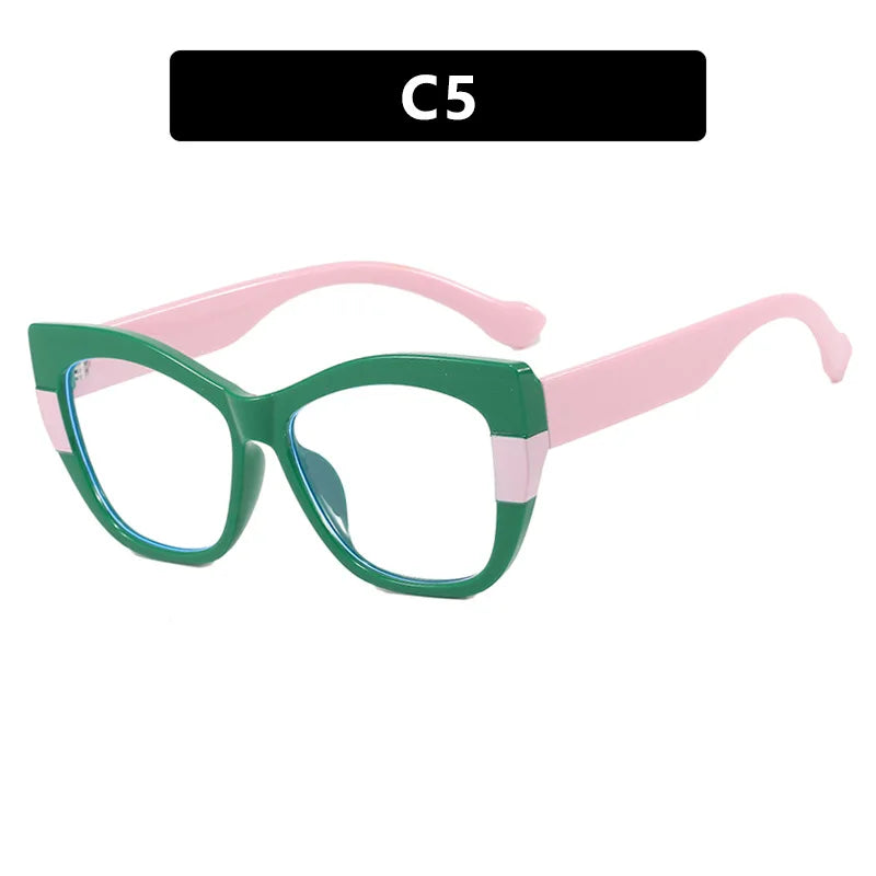 JNPCXI New Fashion Double Color Cat Eye Women Glasses Frame Clear Anti Blue Light Optical Leopard Eyewear