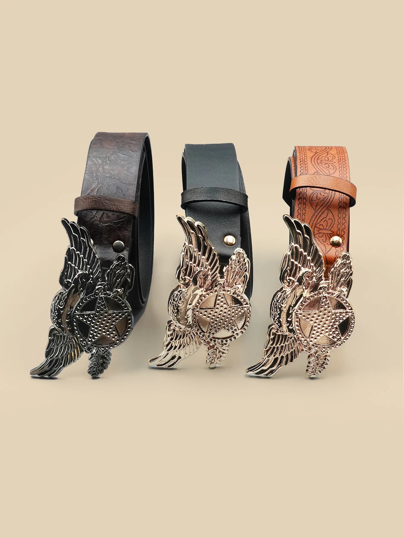 Western Cowboy Eagle Buckle Belt, Unisex Trendy Retro Punk Embossed Belt, Versatile Casual Belt, Daily Holiday Matching Belt