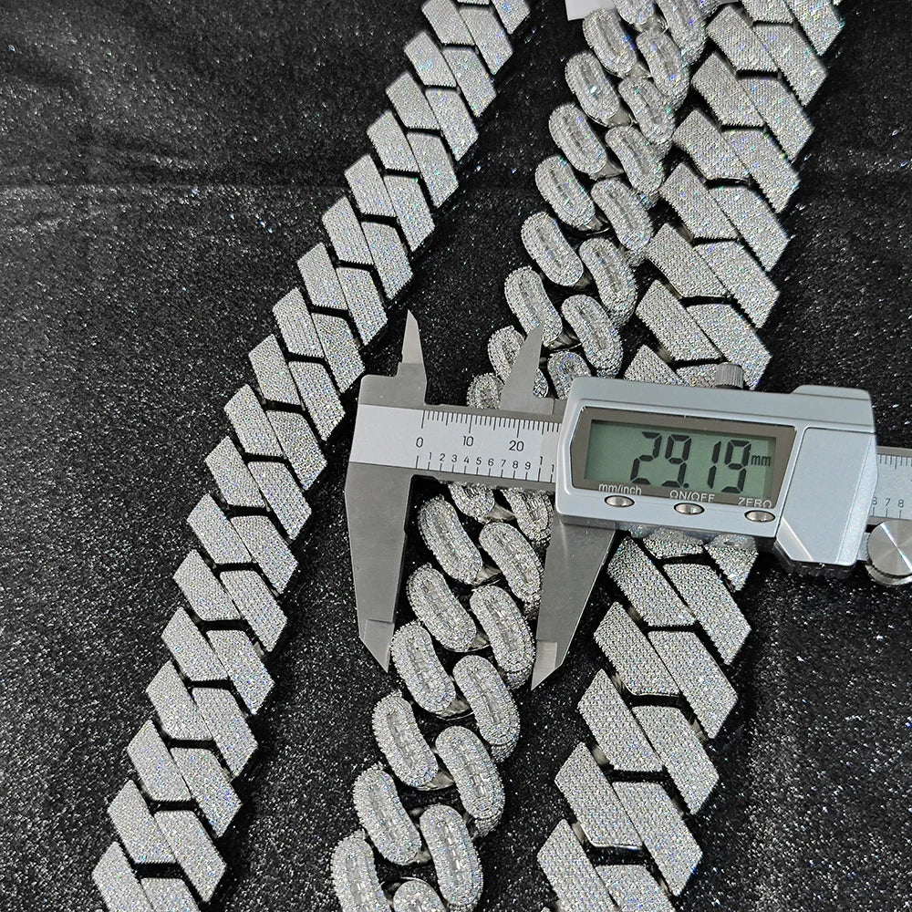 Men's Thick Cuban Necklace 5A Cubic Zirconia  Brass, 29mm Miami Fashion Chain