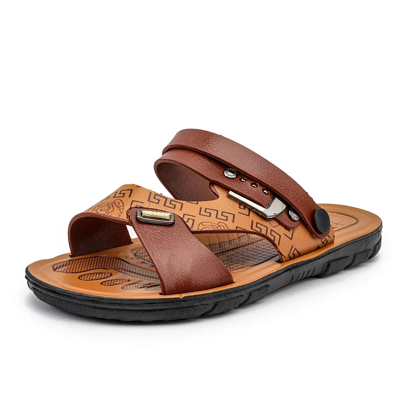 Men's Slippers Summer Flat Sandals For Men Adult Thick-soled Beach Shoes Non-slip Open-toe Slippers for Outdoor Flip Flops
