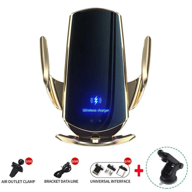 15W Car Magnetic Wireless Charger Automatic Car Mount Phone Holder For iPhone Samsung Infrared Induction Fast Charging