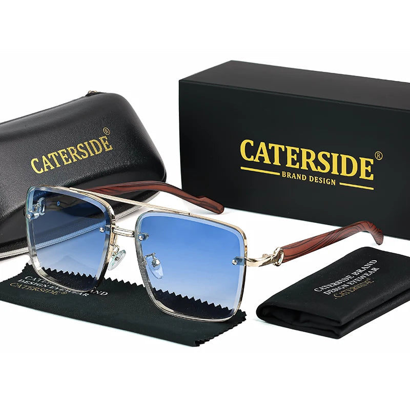 CATERSIDE New Retro Pilot Men's Prescription Sunglasses High Quality Metal Large Frame Women's Fashion Optical Sunglasses UV400