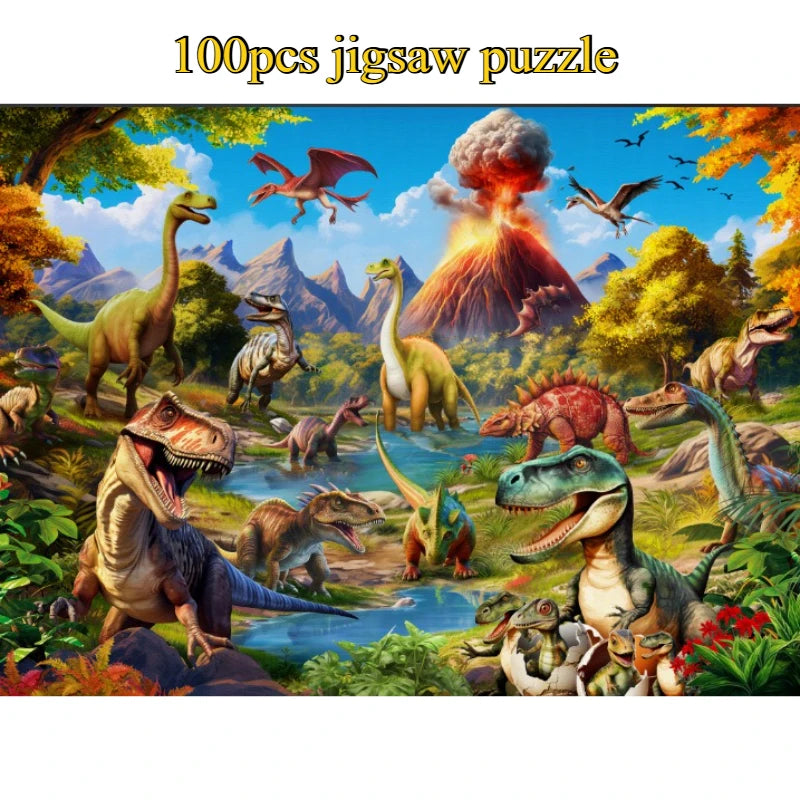 38x25 finished size Children's Paper Puzzle 100 Pieces Blue Card Animal Cartoon Puzzle Educational Toy Perfect Gift for Kids