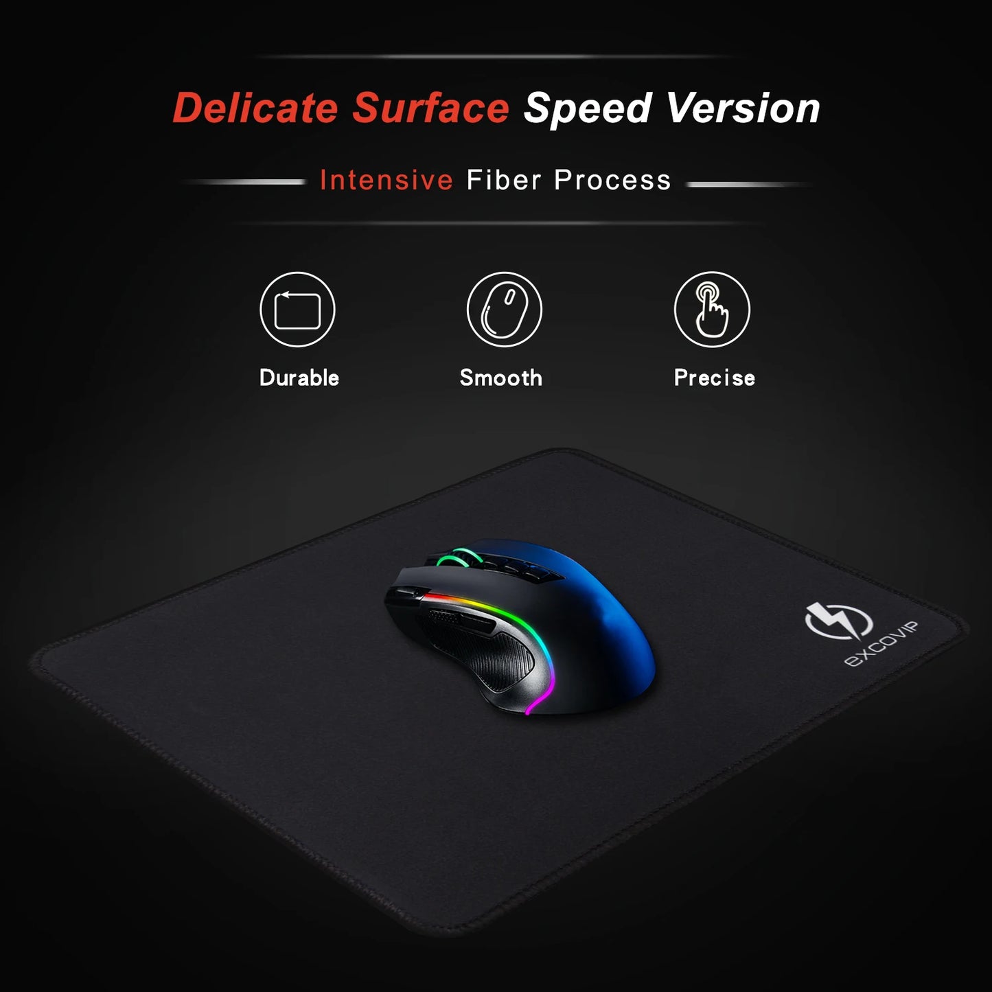 EXCO Gaming Mouse Pad with Stitched Edge Non-Slip Rubber Base Small Office Smooth Mousepad for Computer Laptop Washable Portable