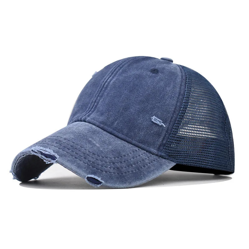 Washed Cotton Mesh Breathable Baseball Cap Old Ripped Board Caps Men Women Hats