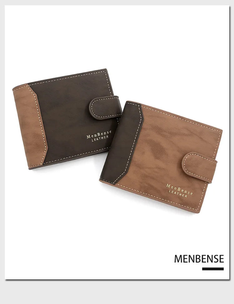 MenBense's PU Leather Wallet Short Hasp Purse Card Holder Business Money Case