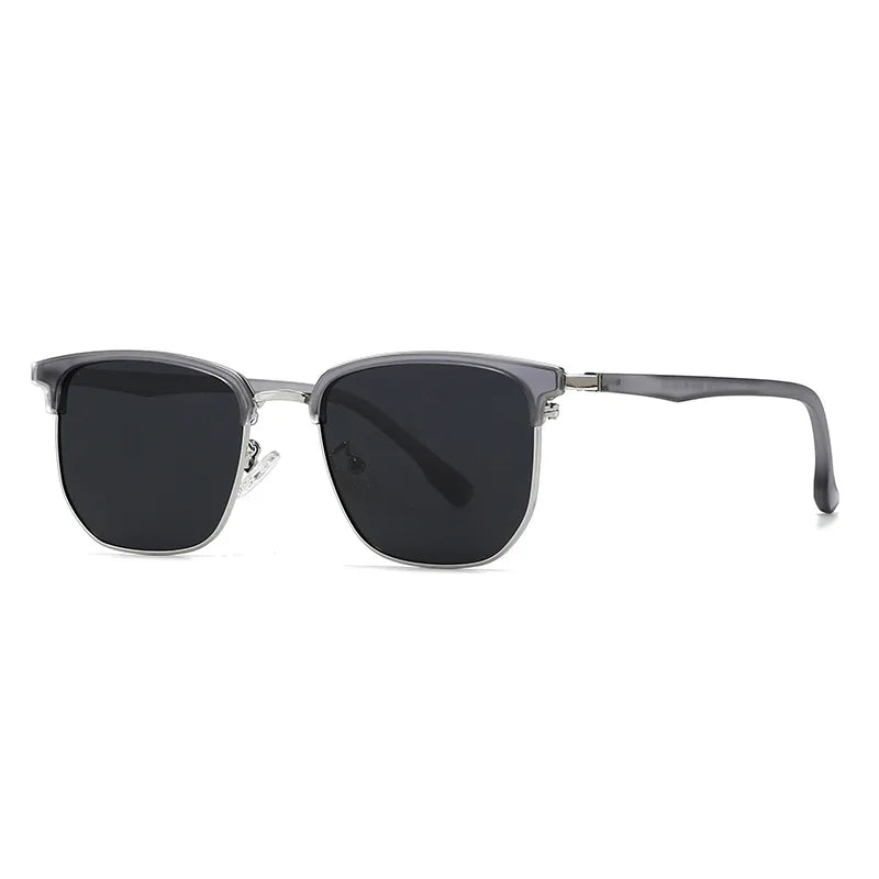 JNPCXI New Polarized Square Metal Men Luxury Sunglasses Fashion Gradient Women Shades UV400 Clear Lens Frame