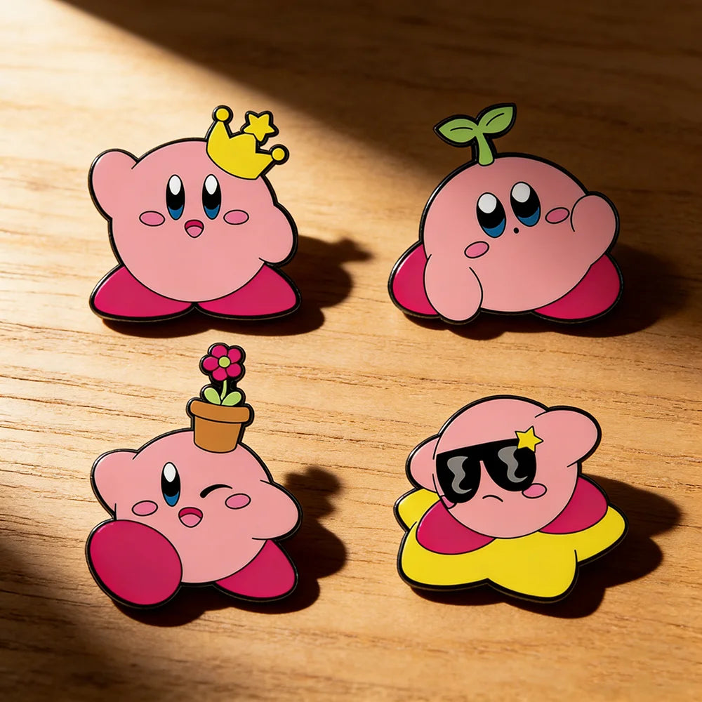 4Pcs Funny GamePink Enamel Pins Cute Metal Magic Anime Brooch Badge Character Lapel Pins Badge Gifts For Friends