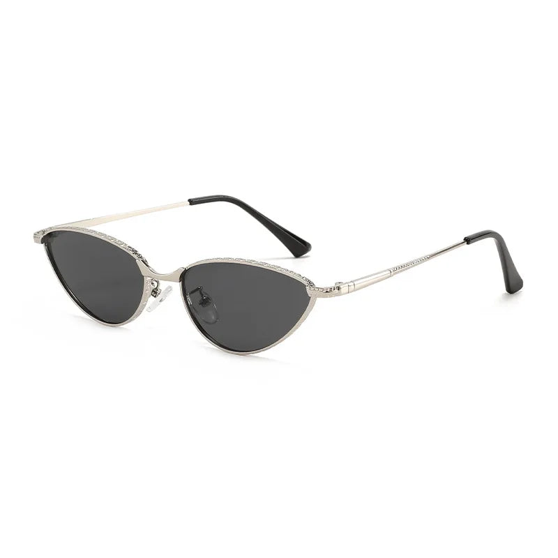 JNPCXI Retro Cat Eye Women Sunglasses Fashion Silver Blue Gradient Shades UV400 Men Sun Glasses