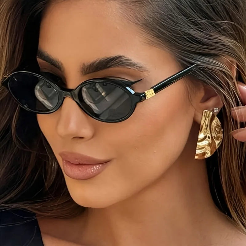 1 pair of women's fashionable glasses, retro oval frame with branch decoration, unisex daily commuting glasses