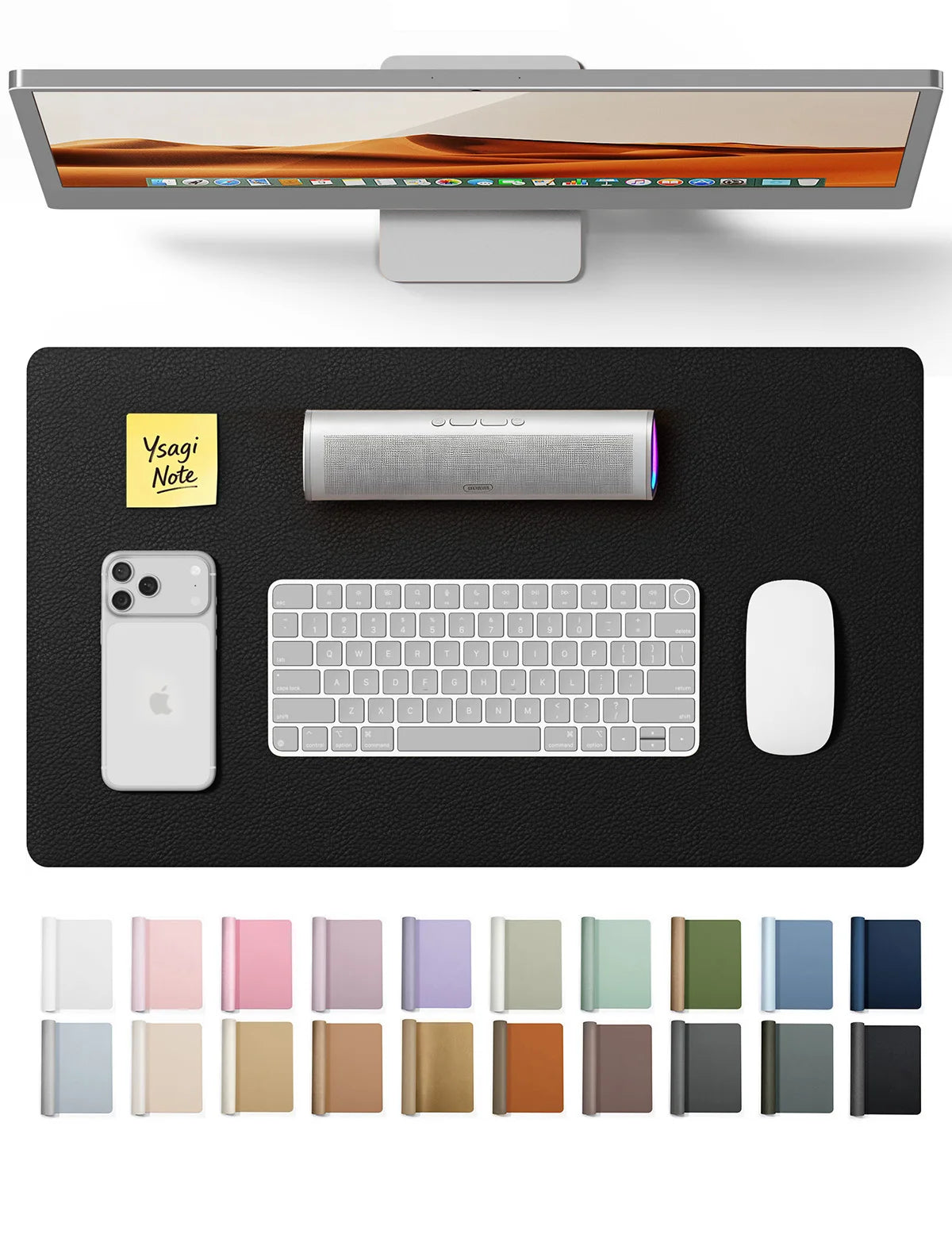 Leather Office Desk Pad Protector, Large Mouse Pad, Non-Slip, PU Leather, Laptop Desk Blotter, Waterproof Writing Pad for Office
