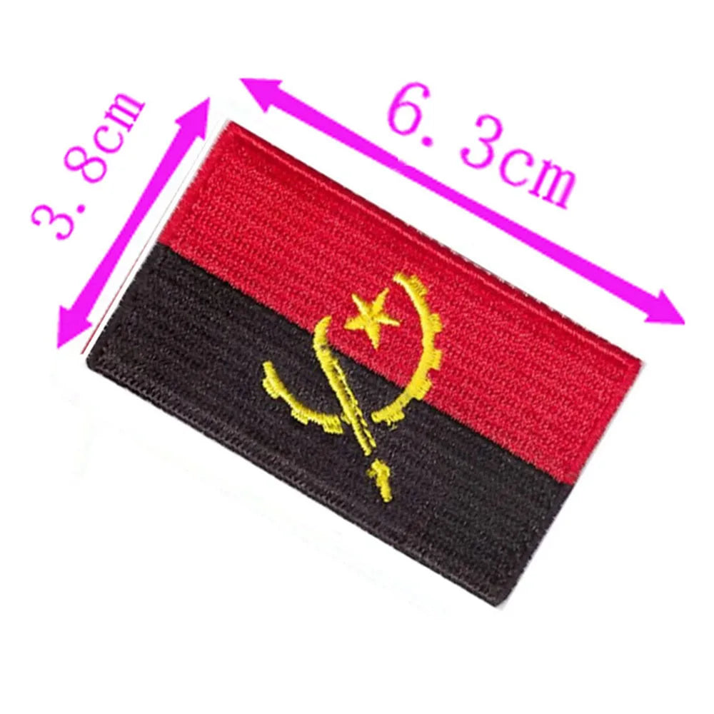 Angola Country Flag Embroidery Patch 6.3cm Wide Iron On Sew On Backing