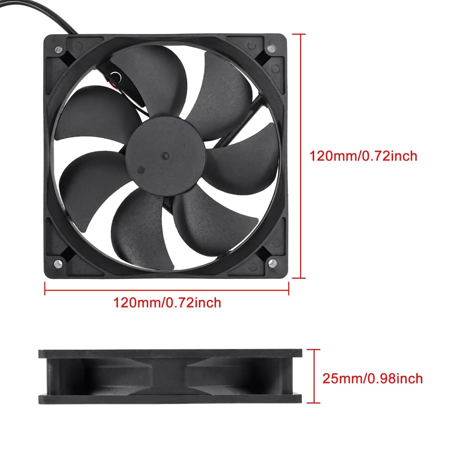 2PCS 12025 Fan 120x120x25mm DC 5V 120mm x 25mm USB Brushless Cooling PC Fan, Replacement Ball Bearing 120mm Fan for Cooling DIY