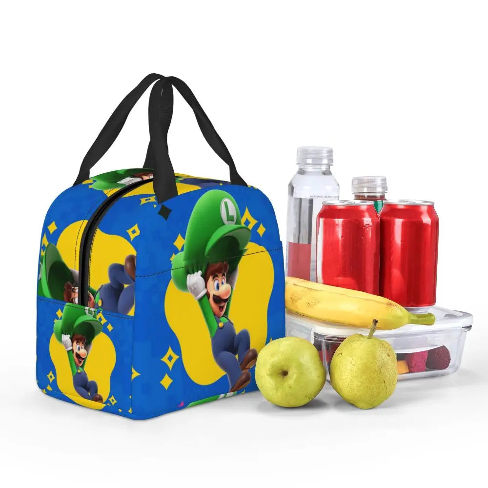Custom Mario Super Bros Insulated Lunch Bag Reusable Thermal Cooler Lunch Box M3