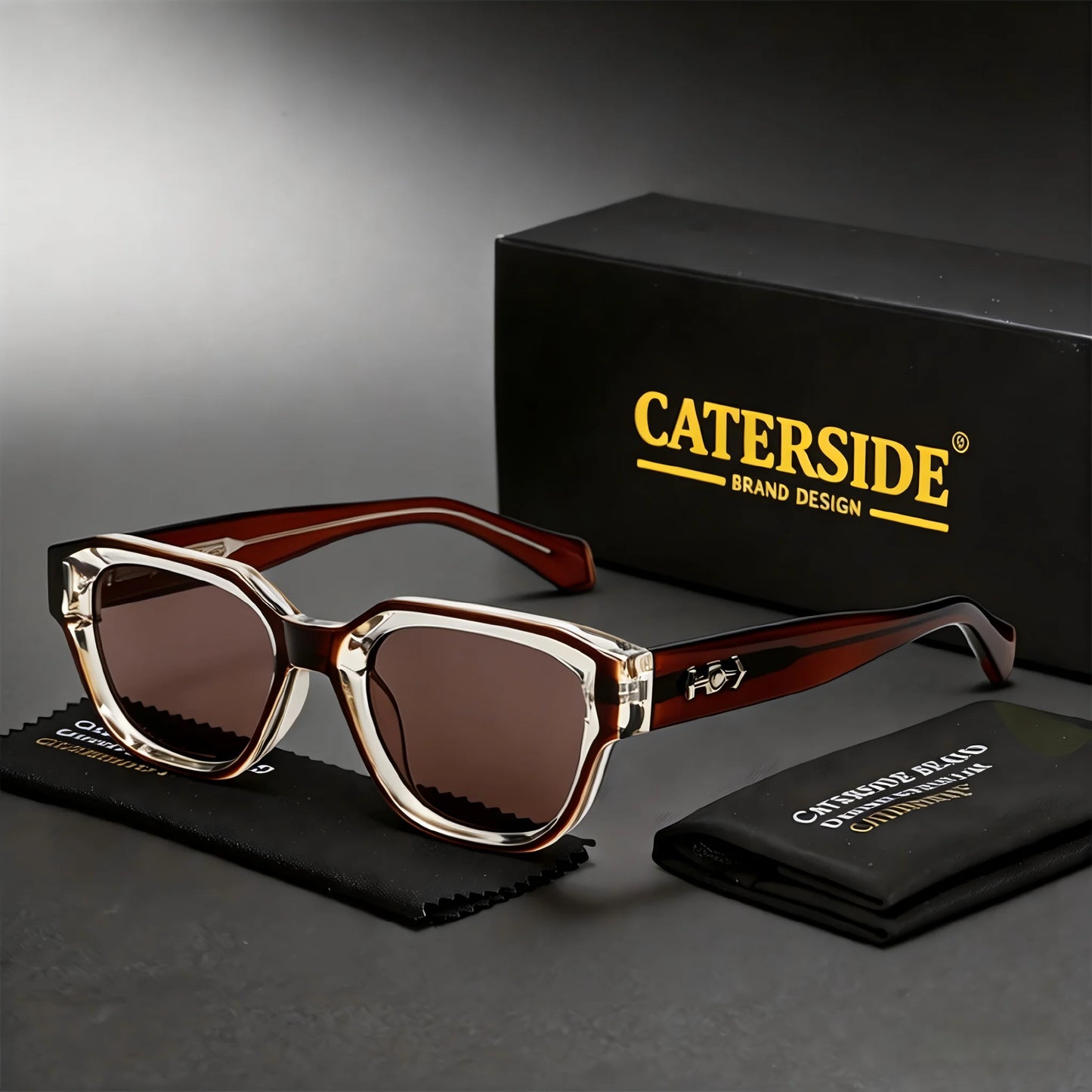 CATERSIDE Men Fashion Sunglasses High-Quality Pc Square Thick Frame Sun Glasses Women Business Festival Gifts Rational Glasses