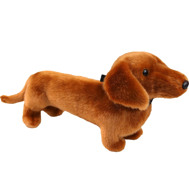 Simulation Dachshund Animal Doll Stuffed Standing Dog Puppy Plush Toy Brown Black Plushie Men Birthday Gift