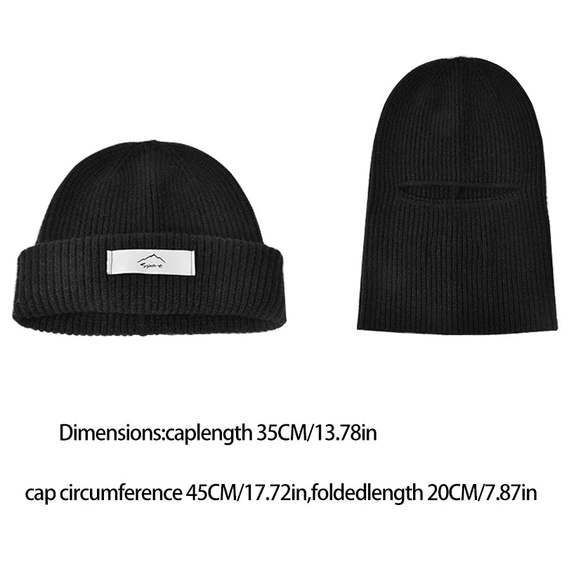 Winter pullover hat for children, warm and ear-protecting knitted woolen cap, cold-proof and neck-protecting face mask, balaclav