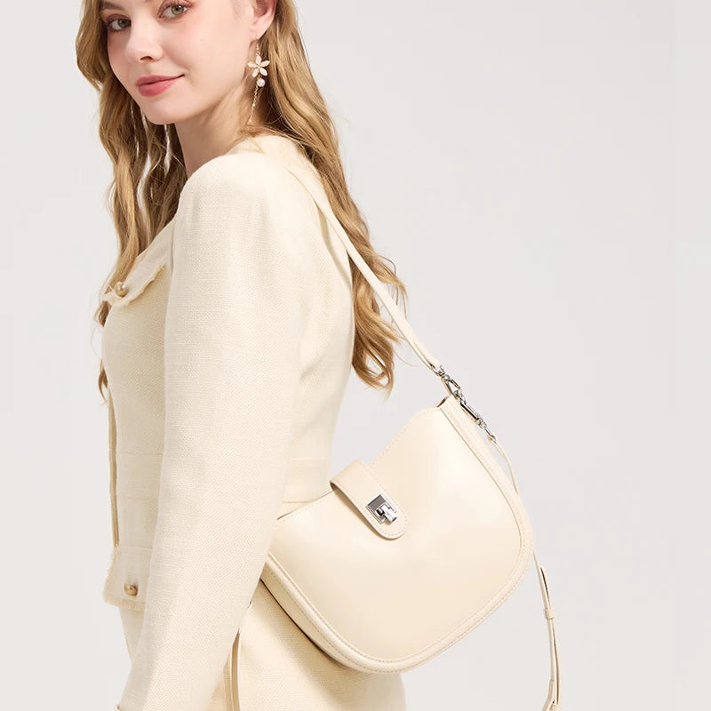 Women's fashion cowhide Genuine Leather Crossbody Handbag Female Vintage Underarm Shoulder Bag luxury designer Messenger Bag