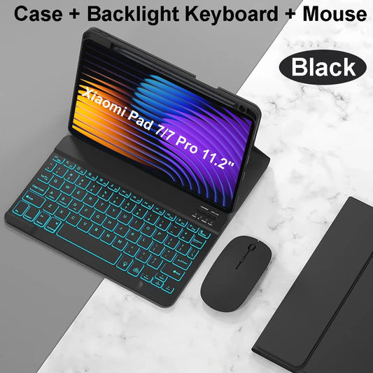 Xiaomi Pad 7 11.2 inch Case +Backlight keyboard + Mouse, Multi Language Keyboard