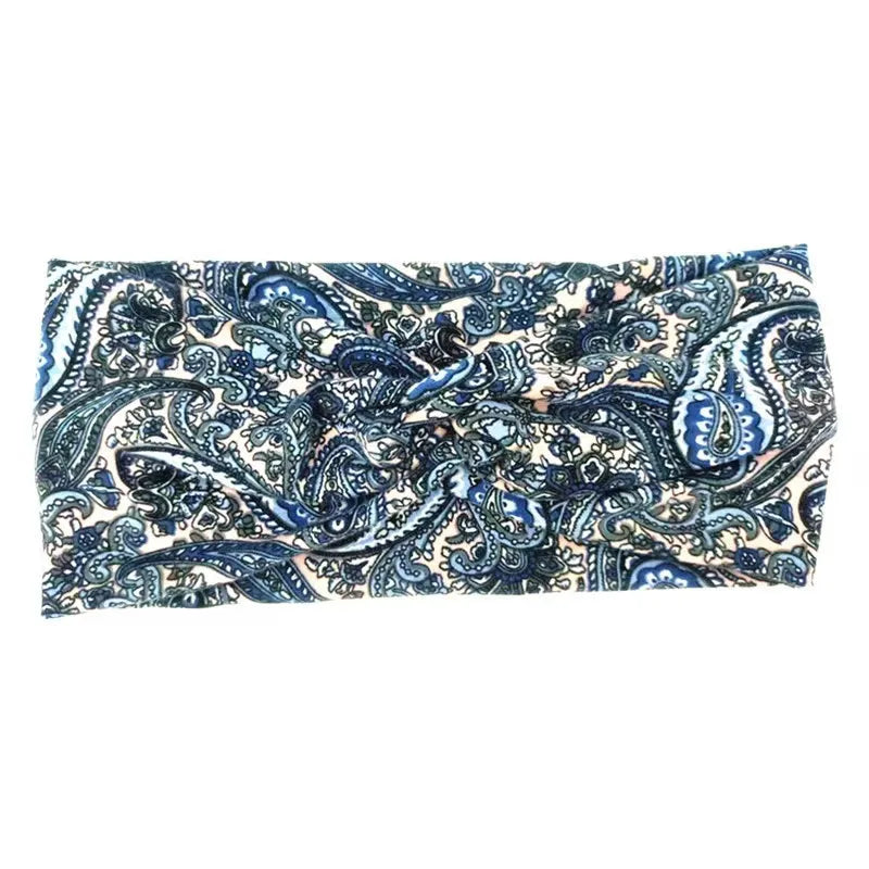 A Paisley Cashew flowers hair bands Pilates Elastic Yoga Headband fitness Running Cycling Sweatband Turban Makeup Hair Hoop Makeup