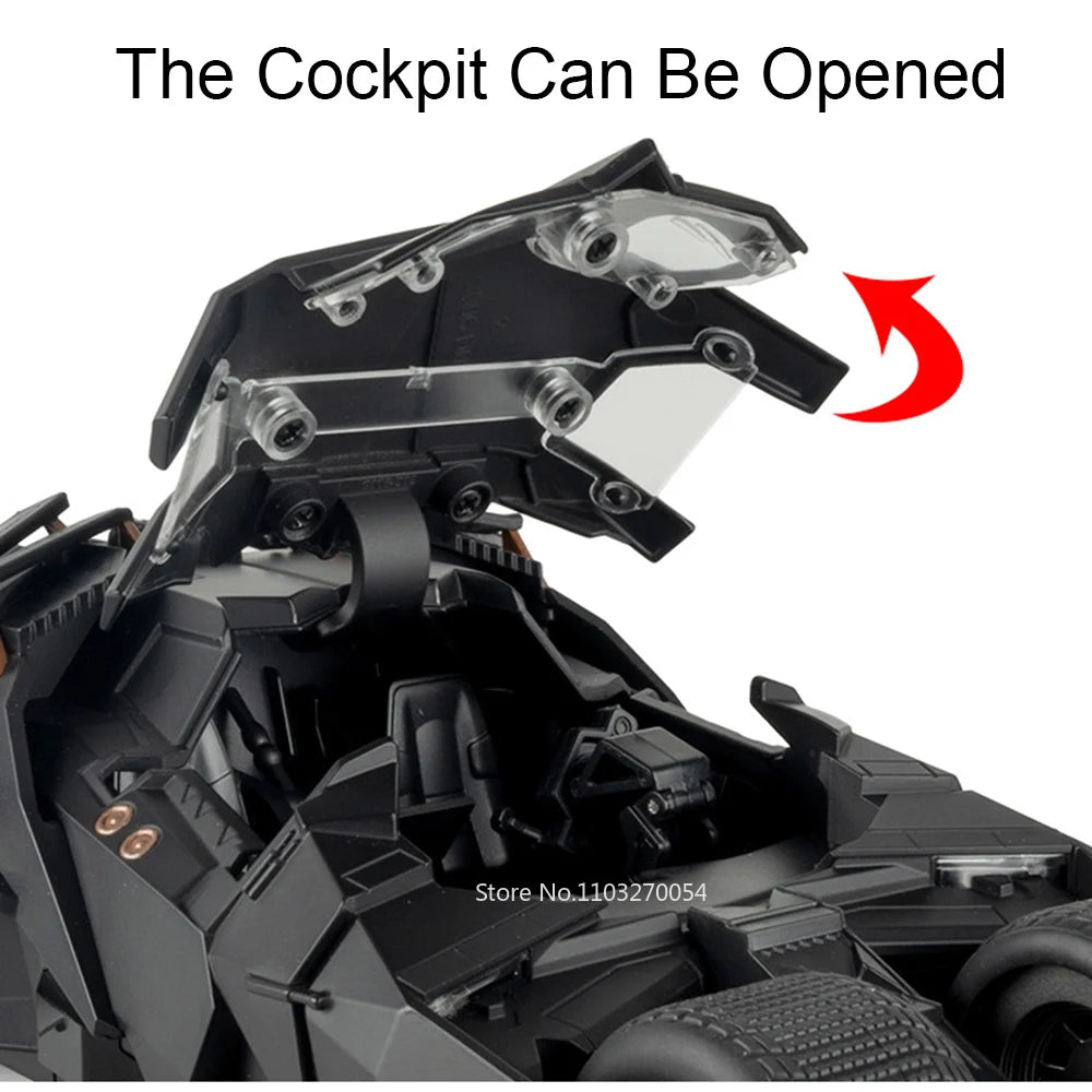 1:24 Batmobile Alloy GTR Miniature Car Kids Toy Model Shock Absorption with Sound Light Doors Opened Vehice for Boyfriend's Gift