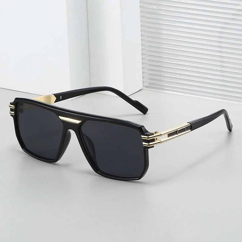 JNPCXI New Large Square Sunglasses Men Brand Designer Gray Decoration Punk Strong Luxury Sun Shades UV400