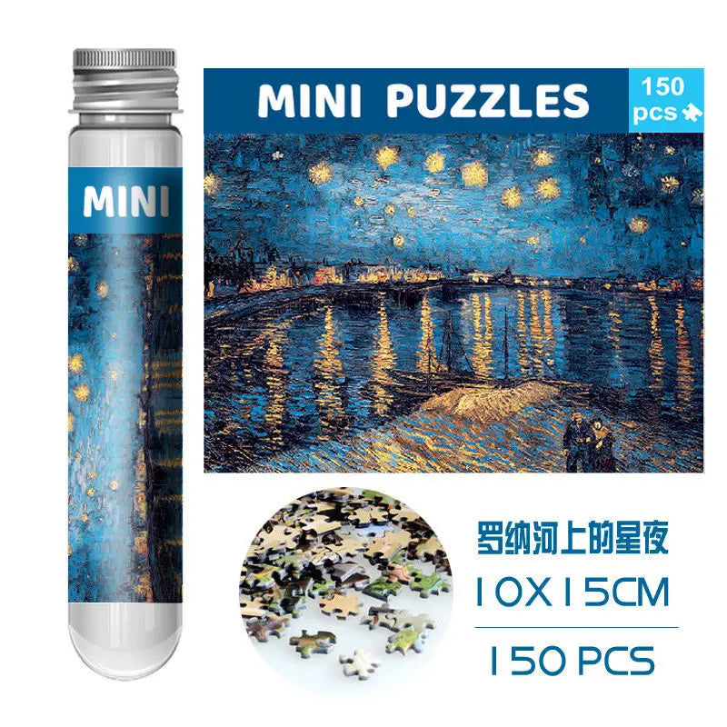 150pcs test tube jigsaw puzzle Van Gogh Painting Puzzles with Puzzle Storage Tray Plastic Sorting Tray Jigsaw Aids