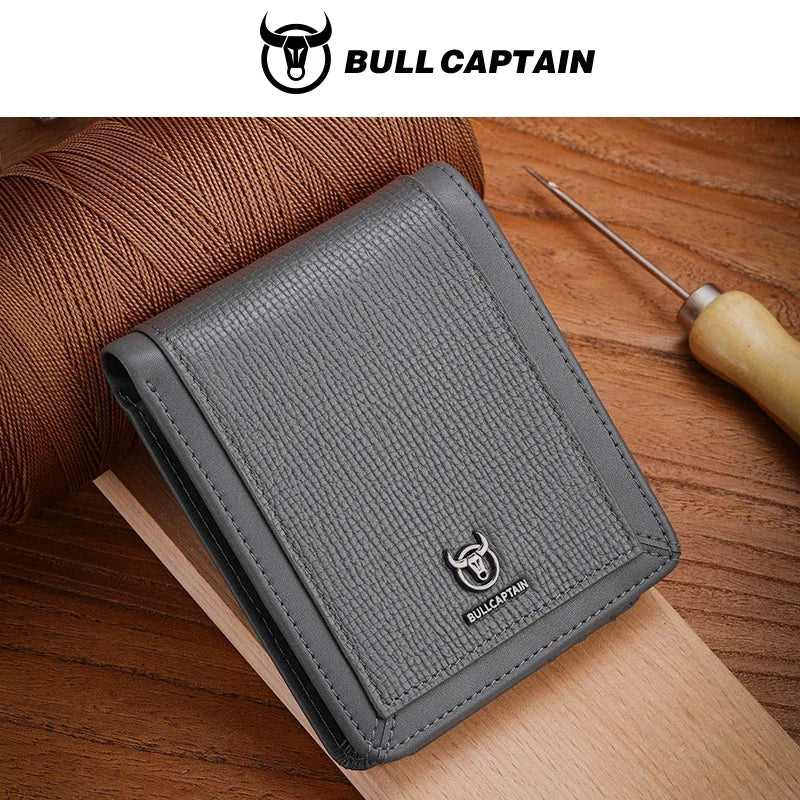 BULLCAPTAIN Men's Genuine Leather Wallet Business Casual Cash Clip Multifunctional RFID Antimagnetic Multi-Card Slot Coin Purse