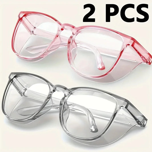 2pcs Fashionable Pink Transparent Box Women's Glasses, Full Frame Design, Transparent Lenses, Daily Casual Style