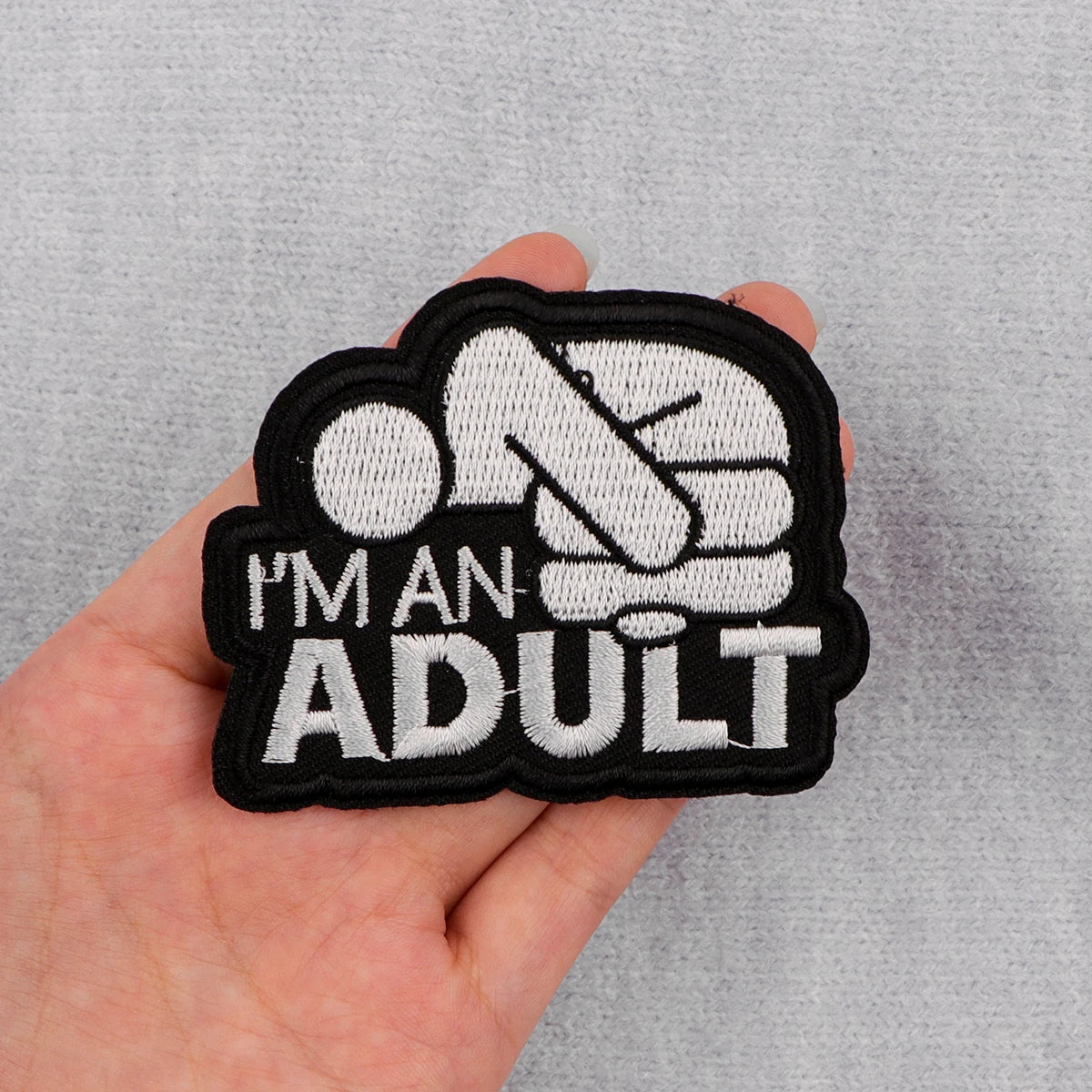I'M AN ADULT Embroidery Patch Funny Quotes Iron On Patches For Clothing Thermoadhesive Patches On Clothes DIY Sew Badges