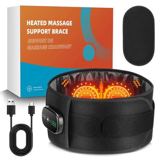 Heating Waist Support Belt Vibration Massage Waist Brace With 5 Levels Adjustable Heated Back Belt Abdomen Warmer Lumbar Support