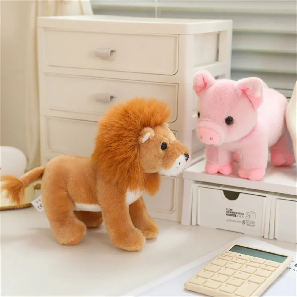 20cm Forest Standing Animals Plush Toy Cute Giraffe Lion Fox Tiger Birthday Gift  Accompany Appease Dolls Christmas pre