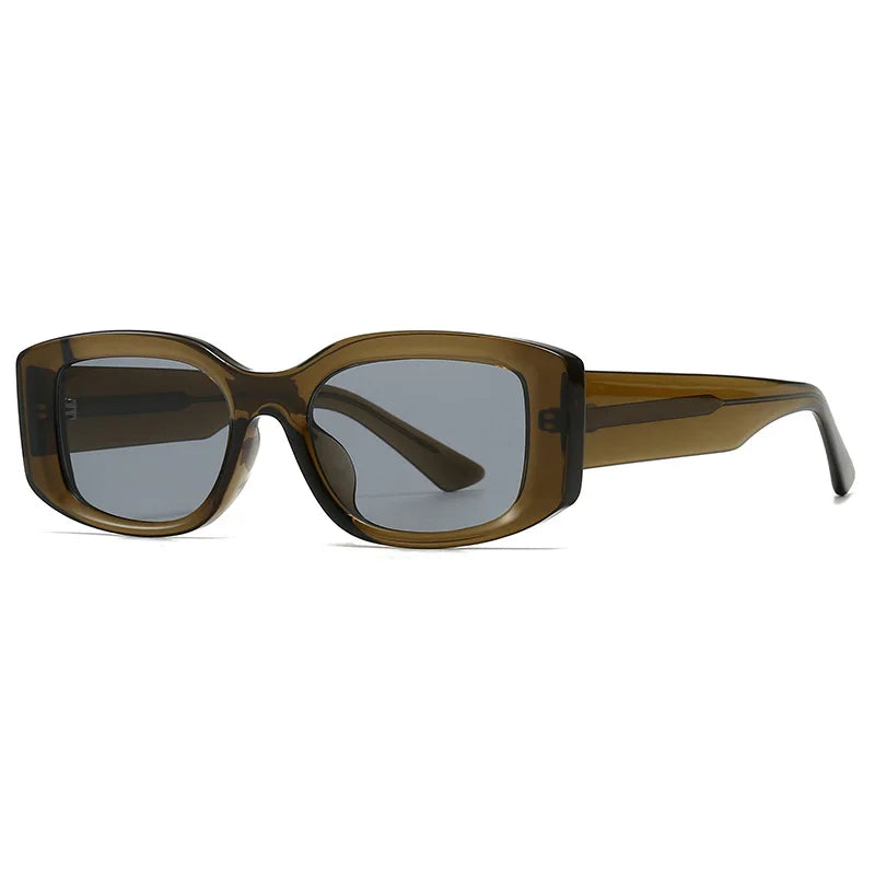 JNPCXI Fashion Square Jelly Color Women Sunglasses Shades UV400 Fashion Tea Gradient Men Punk Rivets Sun Glasses