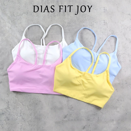 DIAS FIT JOY Women's Sports Bra with Removable Pads for Yoga Golf Cycling – High Support Workout Vest for Running & Fitness