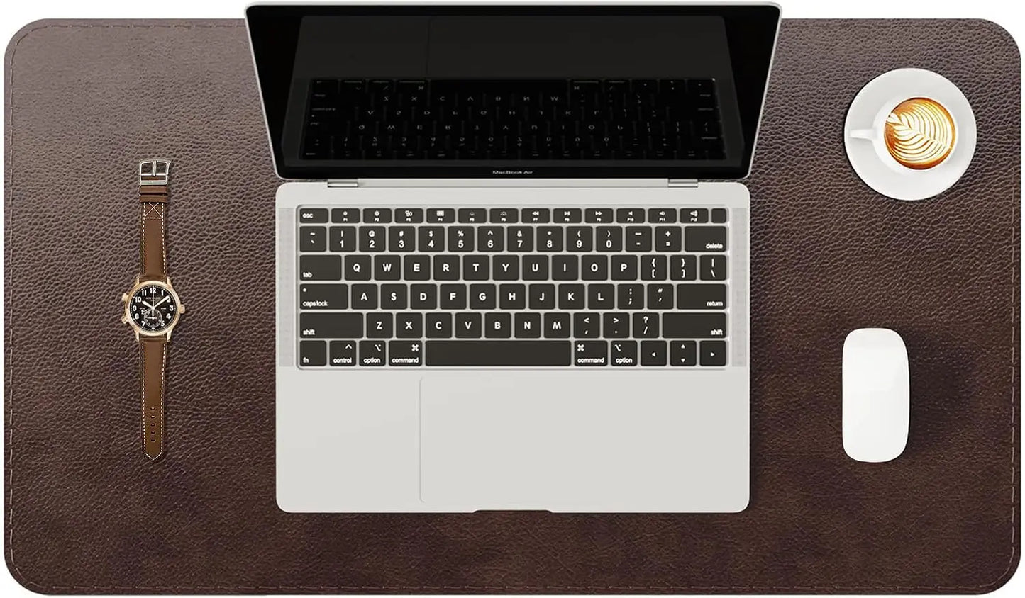 Genuine Calfskin Leather Desk Pad, Office Desk Mat with Non-Slip Bottom, Smooth Surface for Mouse & Keyboard, Desk Protector