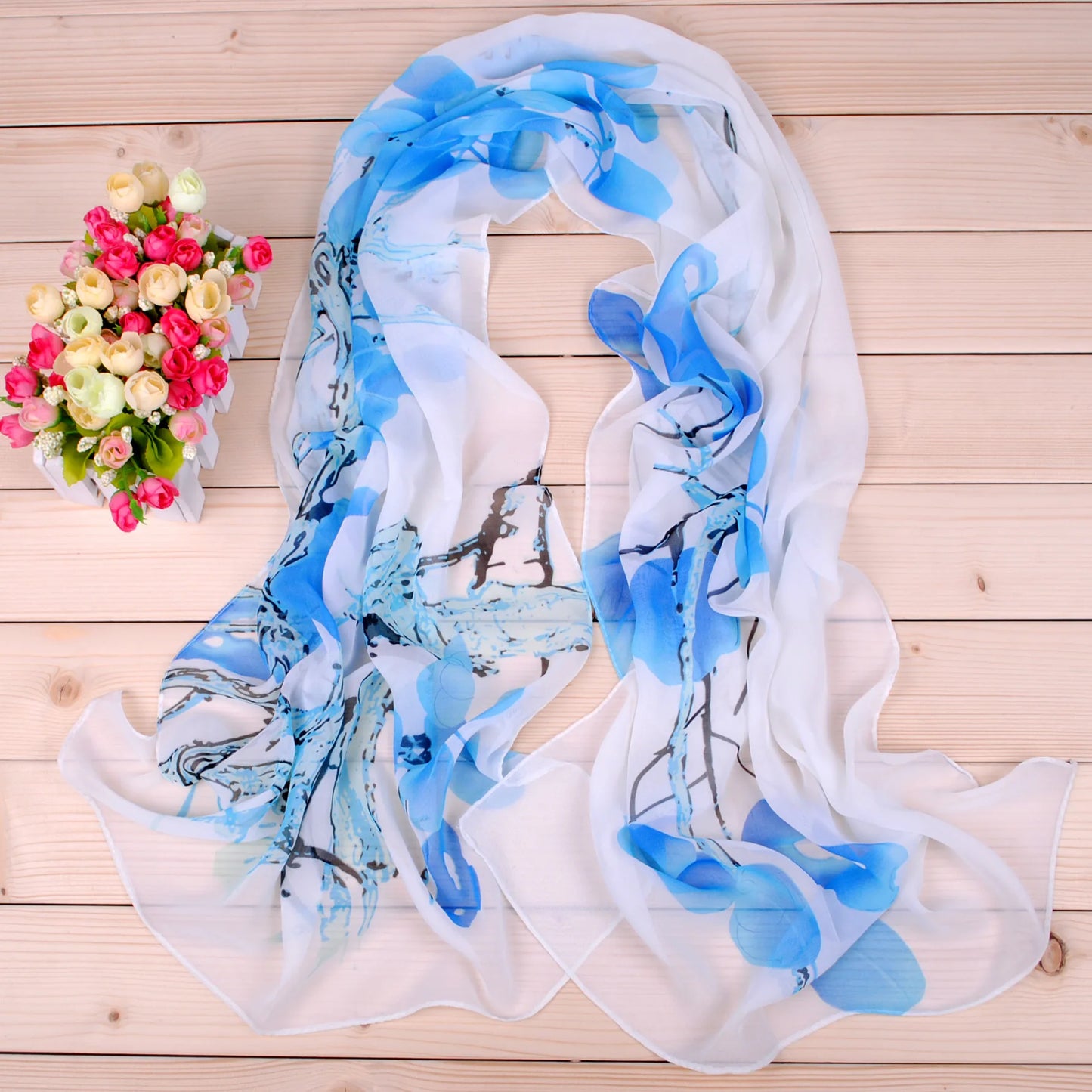 New Fashion Ink Painting Women's Chiffon Printing Long Scarves Wholesale Spring and Summer Yiwu Manufacturer's Small Scarves