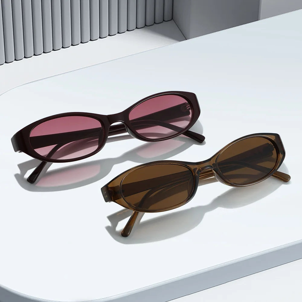 JNPCXI New Fashion Small Oval Punk Men Sunglasses UV400 Retro Rivets Women Cat Eye Leopard Sun Glasses
