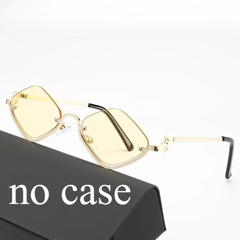 European and American Semi-Framed Retro Rhombus Sunglasses Punk Style Slim-Face Slimming Men's and Women's Shades