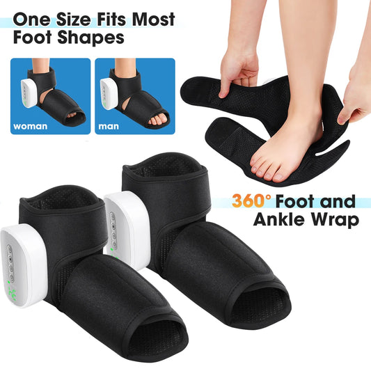 1Pair Air Compression Portable Ankle Foot Massager 4 Heating 3 Mode Airbag Soothing Kneading Lifting Foot Ankle Massage Device