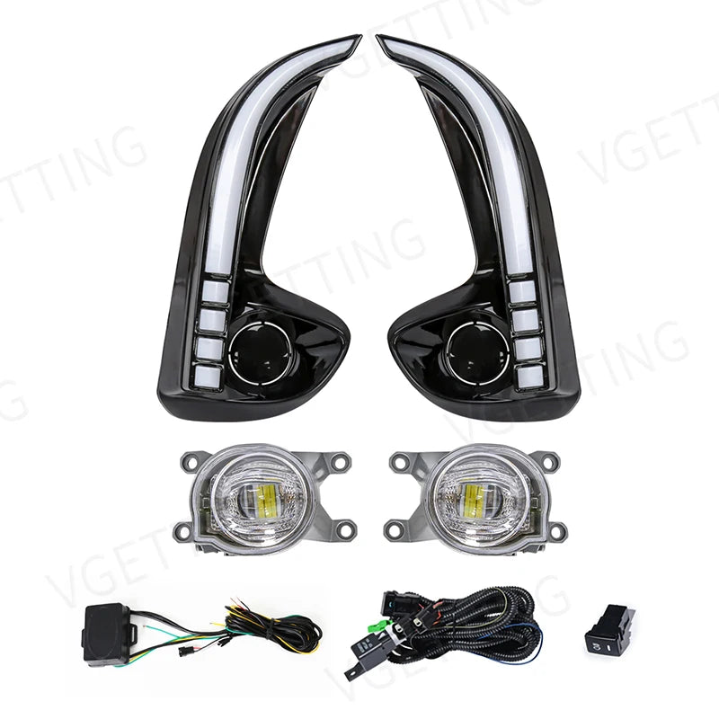 Led DRL For Toyota Yaris Vios 2020 2021 2022 Daytime Running Light Fog Lamp Turn Signal Front Bumper Yellow White Accessories