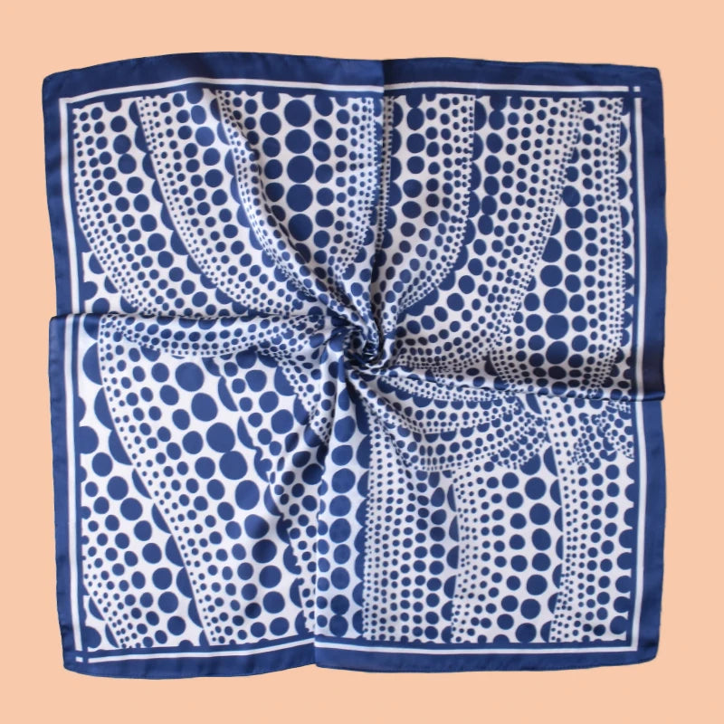 1pc Geometric Spiral Polka Dot Print Satin Square Scarf Women's Spring Fashion Hair Accessory Can Be Used as Belt Bag Decor Silk