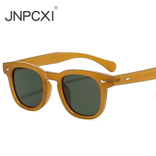 JNPCXI New Fashion Women Sunglasses Square Rivets Retro Orange Black Shades UV400 Clear Lens Frame