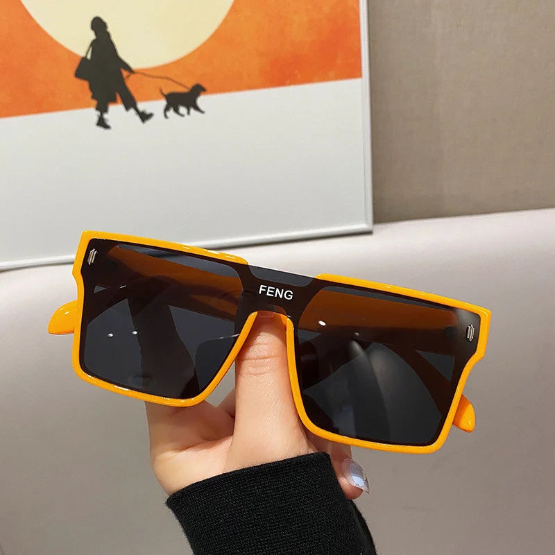 Fashion Retro Disco Jumping Square Stylish Black Frame Sunglasses Decoration Trendy Men's Street Shot Shape Sunglasses
