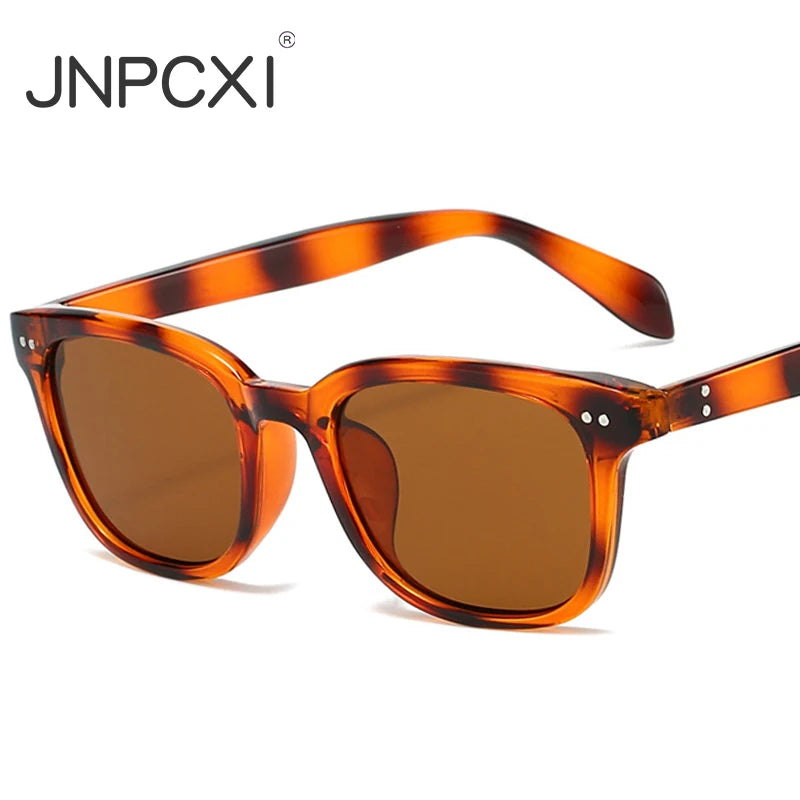 JNPCXI Fashion Square Rivets Men Sunglasses Shades UV400 Retro Women Jelly Color Sun Glasses
